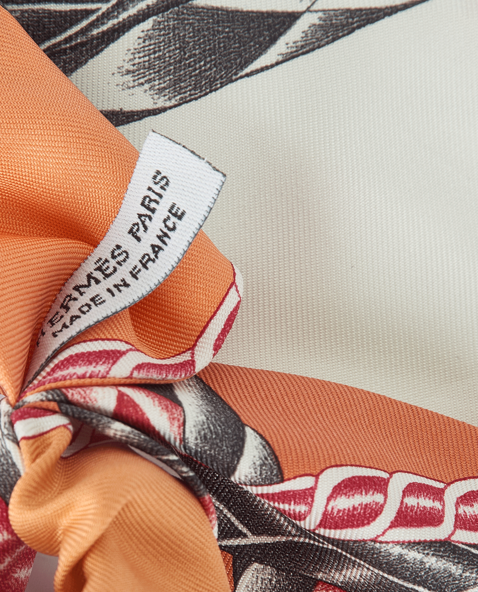 Hermes Hair Scrunchie, &pound;125, Accessories, Orange/White, Silk, Other view